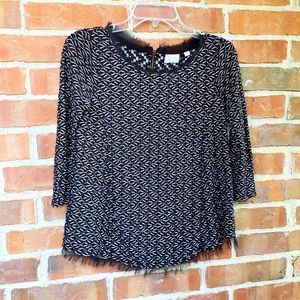 Anthropologie 9-H15 Stcl Black/ White 3/4 Sleeve